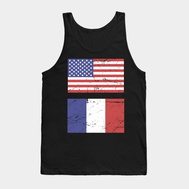 United States Flag & France Flag Tank Top by MeatMan